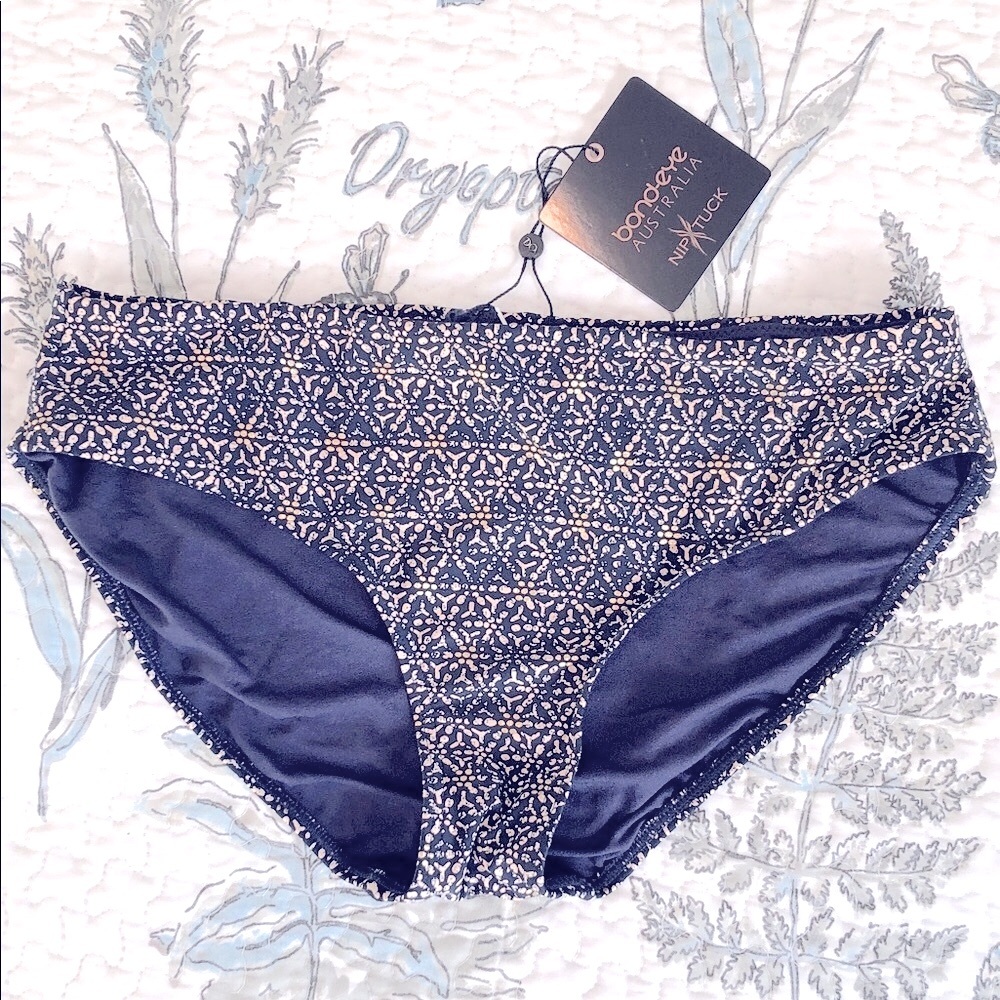 Nick Tuck Bikini Bottom Navy/White/Gold Patterned